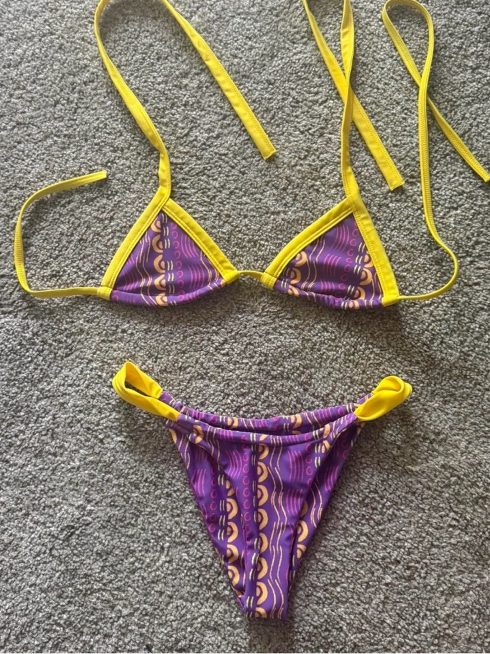 Purple & Yellow Triangle Bikini Set